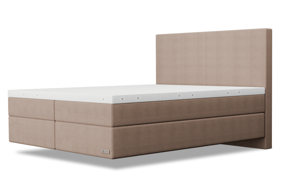 YAK Boxspringbett Beige Schlicht Kopfteil